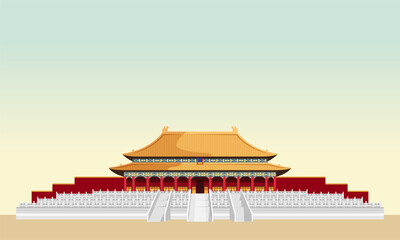 Forbidden City - Palace Complex - Beijing, China - Stock Illustration - obrazy, fototapety, plakaty