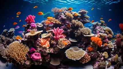 Obraz na płótnie Canvas Exquisite underwater beauty capturing vibrant marine life and colorful coral reefs