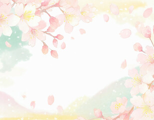 Fototapeta na wymiar 白い背景に桜の花のフレーム