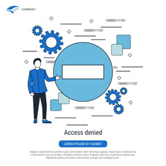 Access denied flat contour style vector concept illustration