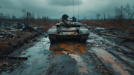 Battlefield Remnants: Tanks and Torn Land - obrazy, fototapety, plakaty