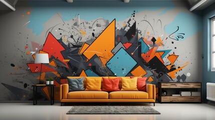 graffiti explosion in living room