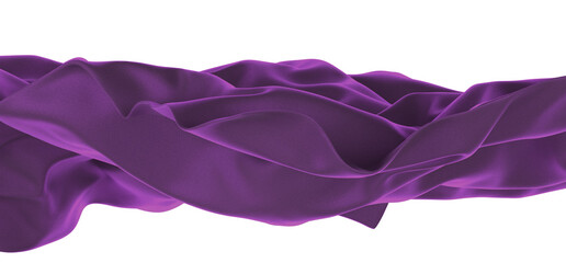 purple ribbon silk cloth fly cloth floating fabric background, 3d rendering