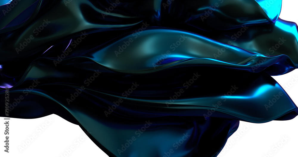 Poster Fluid Abstraction: Abstract 3D Blue Wave Illustration with Captivating Visual Texture