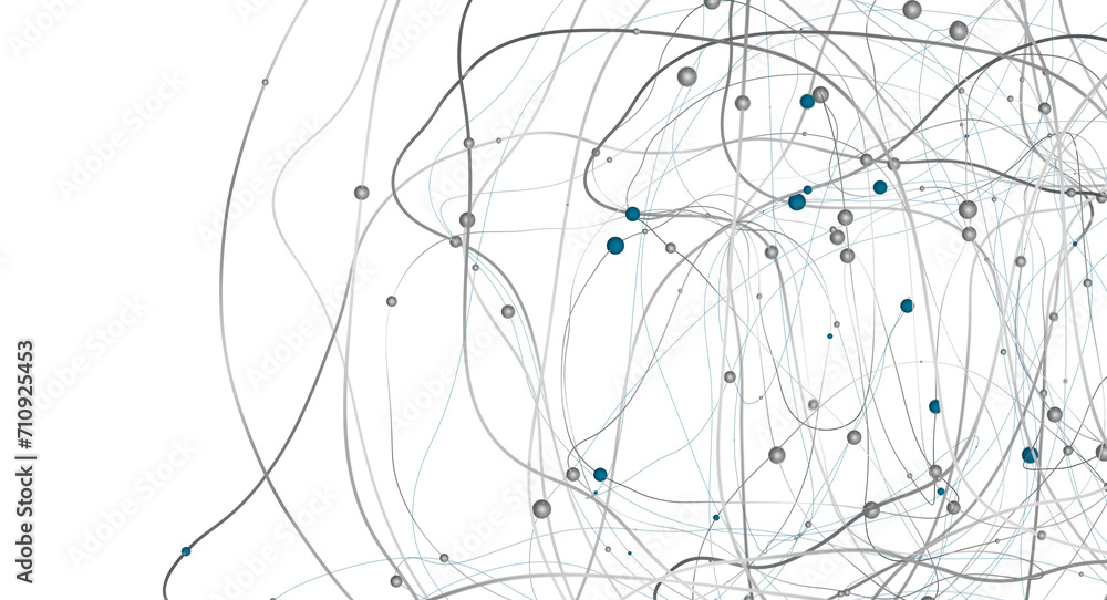 Poster gene lines and nodes, biological gene structure, 3d rendering.