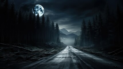 lights night road background illustration car highway, evening moonlight, asphalt traffic lights night road background