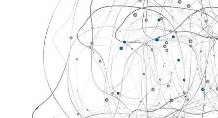 Gene lines and nodes, biological gene structure, 3d rendering.