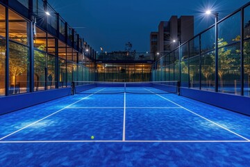 padel court, tennis court in evening light - obrazy, fototapety, plakaty