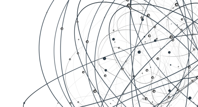 Gene lines and nodes, biological gene structure, 3d rendering.