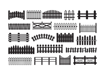 Fence vector bundle, Fence clipart, Fence silhouette.	