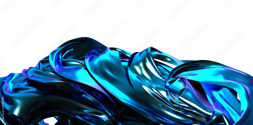 Poster fluid abstraction: abstract 3d blue wave illustration with captivating visual texture