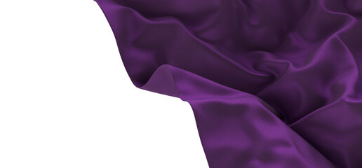 purple ribbon silk cloth fly cloth floating fabric background, 3d rendering