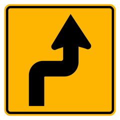Curves ahead Right Traffic Road Sign,Vector Illustration, Isolate On White Background Symbols, Label. EPS10