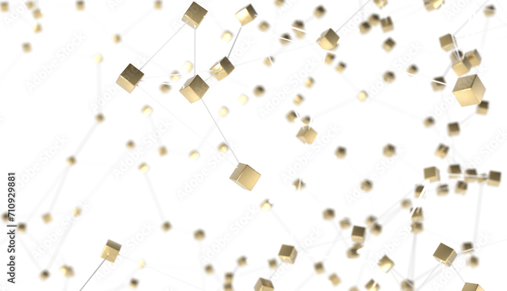 Aufkleber Abstract plexus blue geometry background. Digital technology network connection concept. 3D rendered illustration