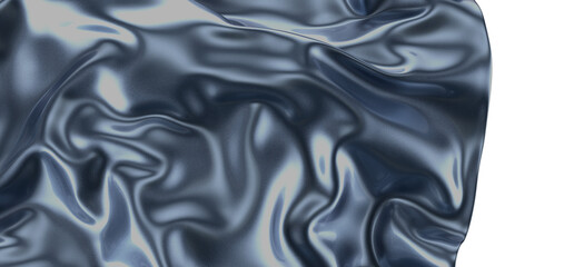 Flowing Reflections: Abstract 3D Blue Wave Illustration with Reflective Surfaces