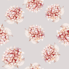 Seamless pattern with hydrangea in watercolor style