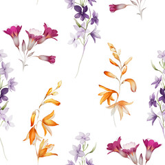 Seamless pattern with wildflowers in a watercolor style - 710931411