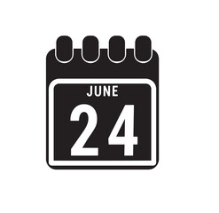 Calendar displaying day 24 (twenty-fourth) of the June - Day 24 of the month. illustration