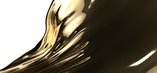 Gilded Waves: Abstract 3D Gold Cloth Illustration with Fluid and Dynamic Motions - obrazy, fototapety, plakaty
