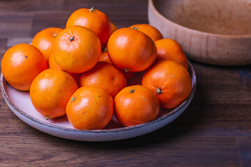 clementine mandarin fruit. mandarins on the plate