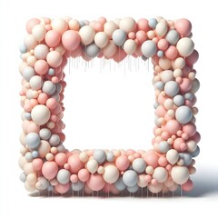 Square Border with Balloons and White Background