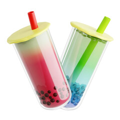 3D Illustration of Colorful  Bubble Tea