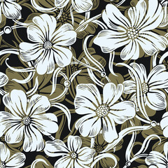 Seamless floral pattern. Design for wallpaper, fabric, wrapping paper, cover and more.