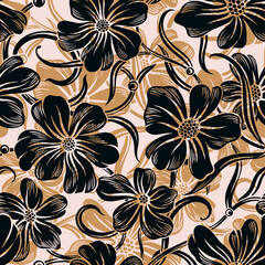 Seamless floral pattern. Design for wallpaper, fabric, wrapping paper, cover and more.