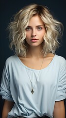 Naklejka premium Portrait of a young blonde woman with blue eyes