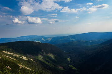 Fototapeta na wymiar Clouds over the Karkonosze mountain range