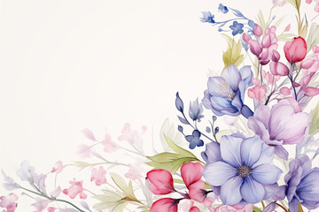Floral Watercolor Spring Nature, Plant, and Flower Illustration with Vintage Design: Elegant Greeting Card Invitation