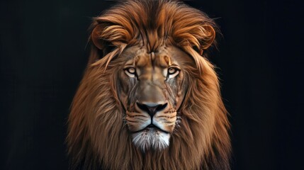 Close-Up of Lion on Black Background