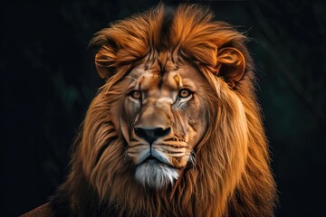 Fototapeta premium Close-Up of Lion on Black Background