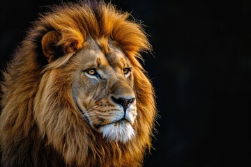 Fototapeta premium Close-Up of Lion on Black Background