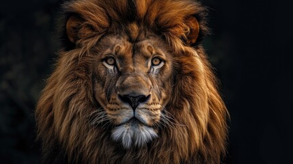 Fototapeta premium Close-Up of Lion on Black Background