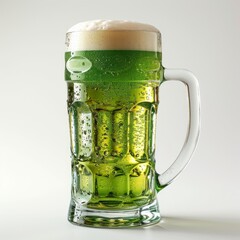 A mug of green beer for St. Patrick's Day with white bakcground. 