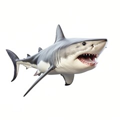 Naklejka premium Great white shark with mouth open isolated on white background