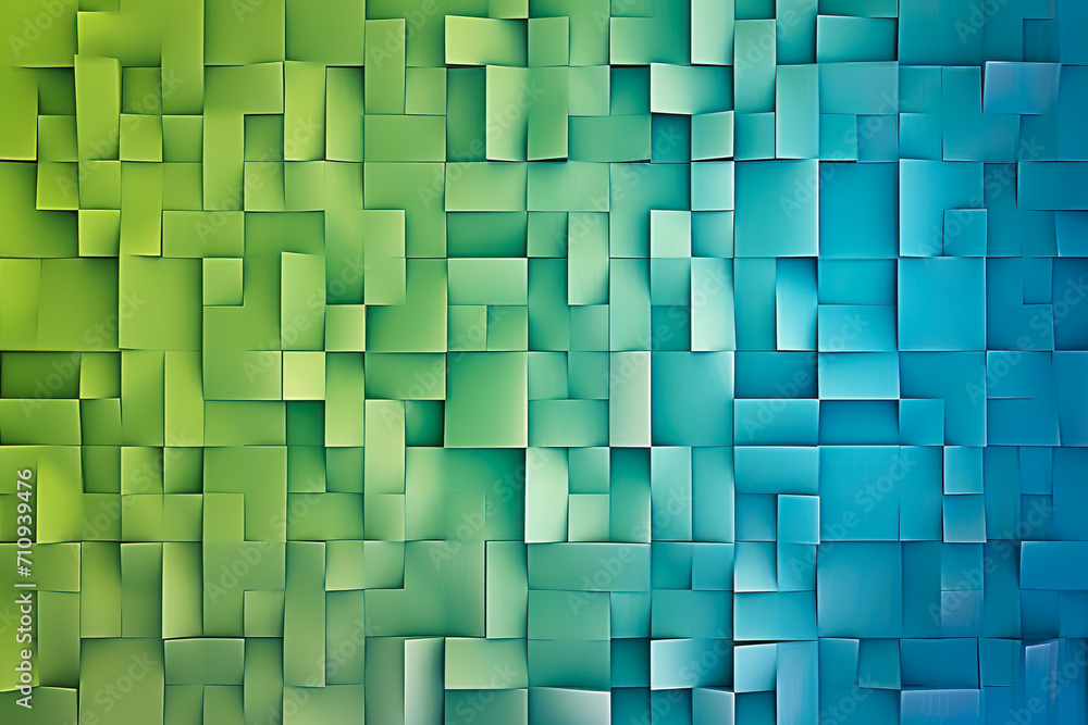 Poster create a pattern of squares with a gradient of blue and green colors