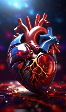 human heart, human organ, on a dark background