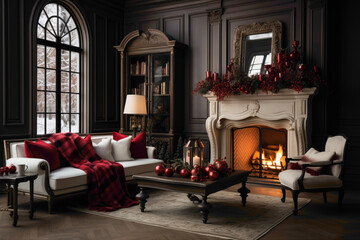 A simple and elegant merry room, featuring minimalist holiday decorations that evoke a sense of joy and celebration.