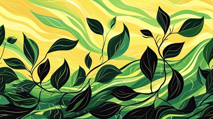 Green and black leaves background
