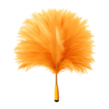 Yellow feather duster isolated on transparent background