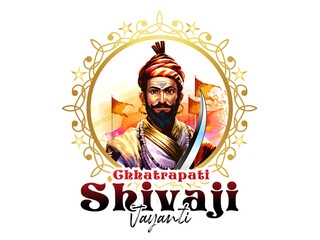 Vector illustration of Chhatrapati Shivaji Maharaj portrait poster. Celebration creative concept of Chhatrapati Shivaji jayanti.