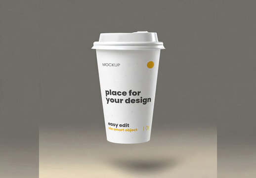 Coffee Cup Take Away Floating Mockup 06