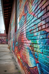 Graffiti Adorned Brick Wall