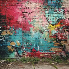 Vibrant Graffiti Adorns a Brick Wall