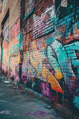 Man Walking Past Graffiti-Covered Wall