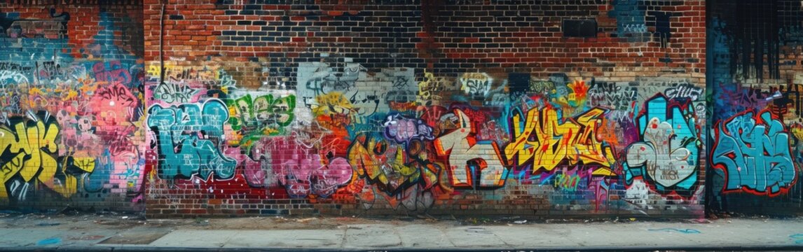 Colorful Graffiti Adorns Brick Wall