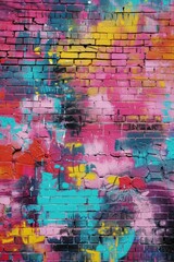Fototapeta premium Wall with colorful graffiti in a brick building