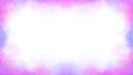 pink smoke border frame of delicate clouds with copy space on transparent background. illustration of purple nebula with overlay effect. cute and delicate design of postcard, invitation, banner © Kisandaya